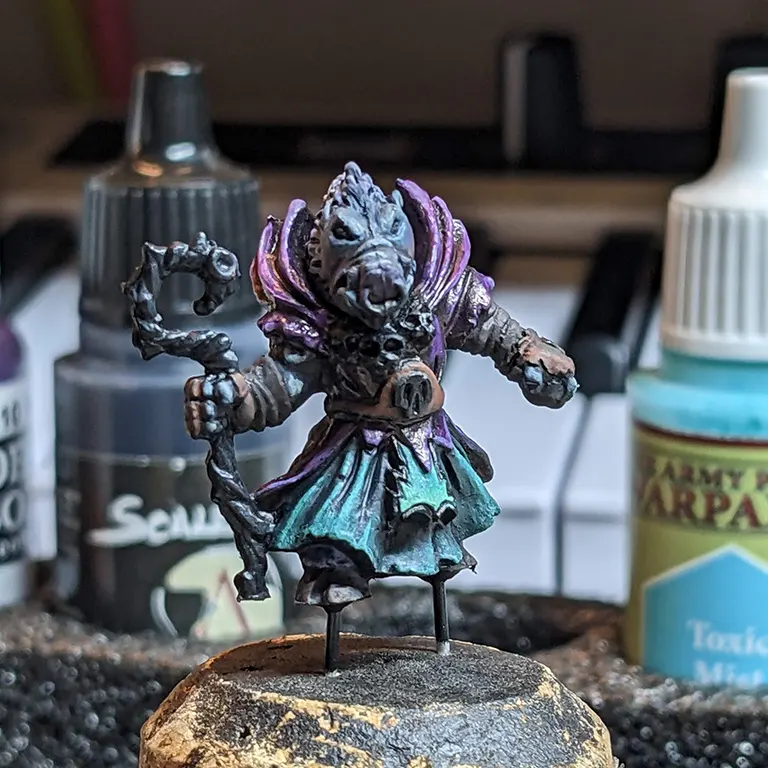 The resin cast has softer features than I'm used to painting