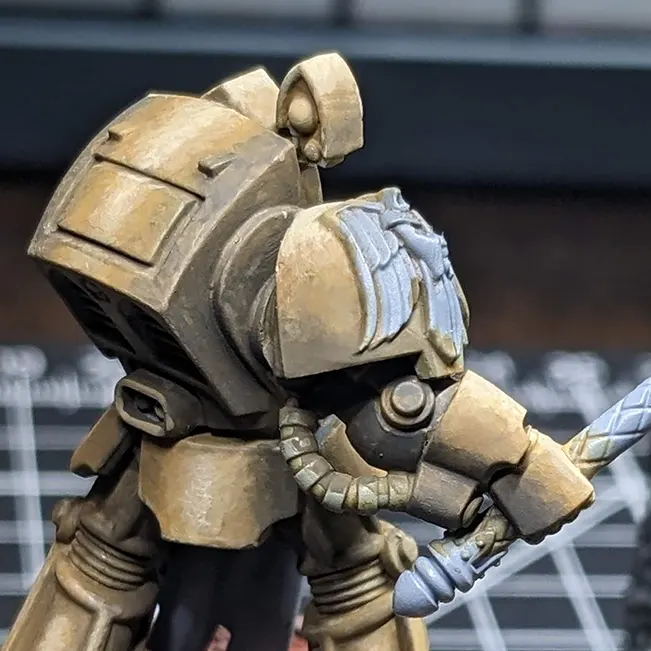 A closeup of the armour in progress